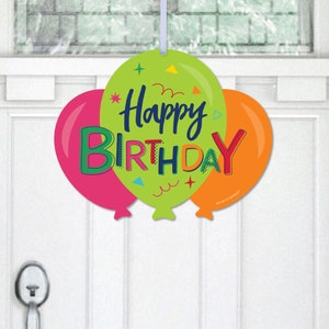 Cheerful Happy Birthday - Hanging Porch Colorful Birthday Party Outdoor Decorations - Front Door Decor - 1 Piece Sign