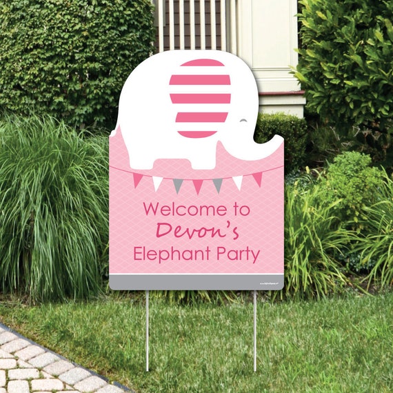 Pink Elephant Welcome Sign Girl 1st Birthday Party Or Girl