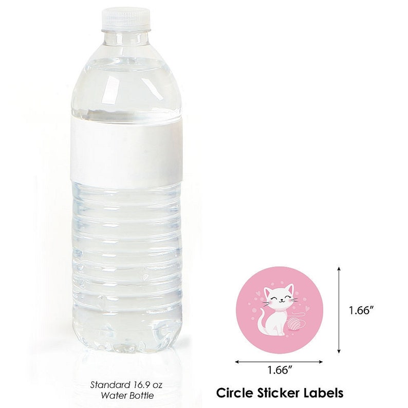 Kitten Meow Baby Shower or Birthday Party Circle Sticker Labels Purr-fect Kitty Cat 24 Count
