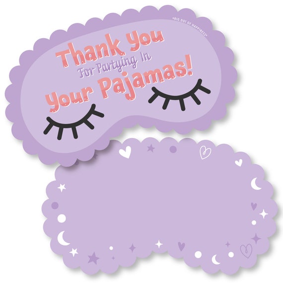 Pajama Slumber Party - Shaped Thank You Cards - Girls Sleepover Birthday Party Thank You Note Cards with Envelopes - Set of 12 Il_570xn