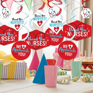 Thank You Nurses Nurse Appreciation Week Hanging Decor Party Decoration Swirls Set of 40 image 2