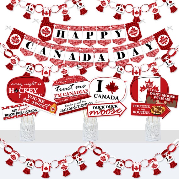 Canada Day - Banner and Photo Booth Decorations - Canadian Party Supplies Kit - Doterrific Bundle Il_570xn