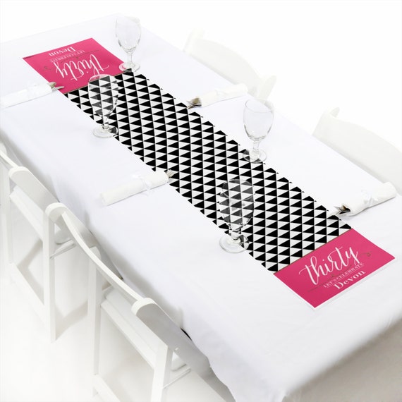 Chic 30th Birthday - Pink, Black, and Gold - Petite Table Runner - Custom Birthday Party Decorations - Personalized Party Supplies Il_570xn
