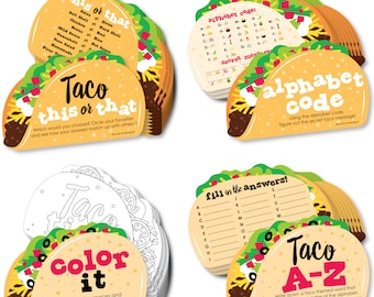 Taco 'Bout Fun - 4 juegos de fiesta mexicana - 10 cartas cada uno - Paquete Gamerific