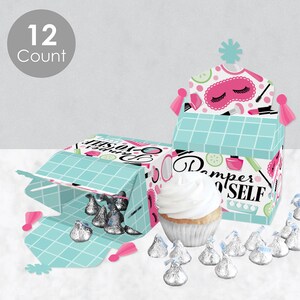 Spa Day Treat Box Party Favors Girls Makeup Party Goodie Gable Boxes Set of 12 image 3