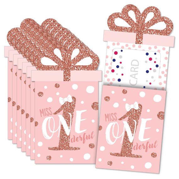 1st Birthday Little Miss Onederful - Girl First Birthday Party Money and Gift Card Sleeves - Nifty Gifty Card Holders - Set of 8 Il_570xn