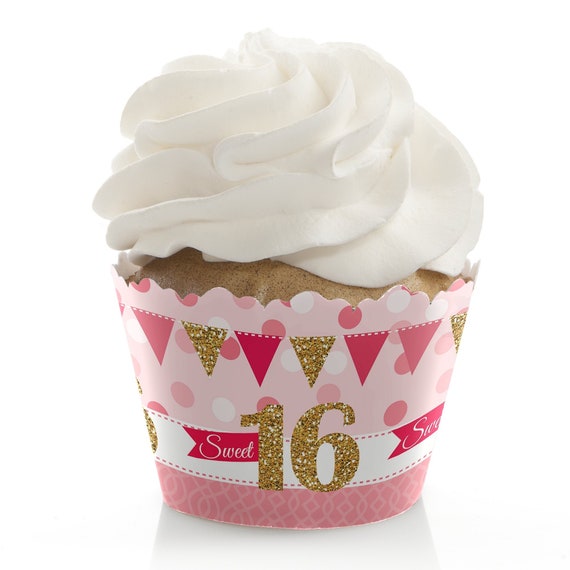 Sweet 16 -16th Birthday Party Decorations - Party Cupcake Wrappers - Set of 12 Il_570xn