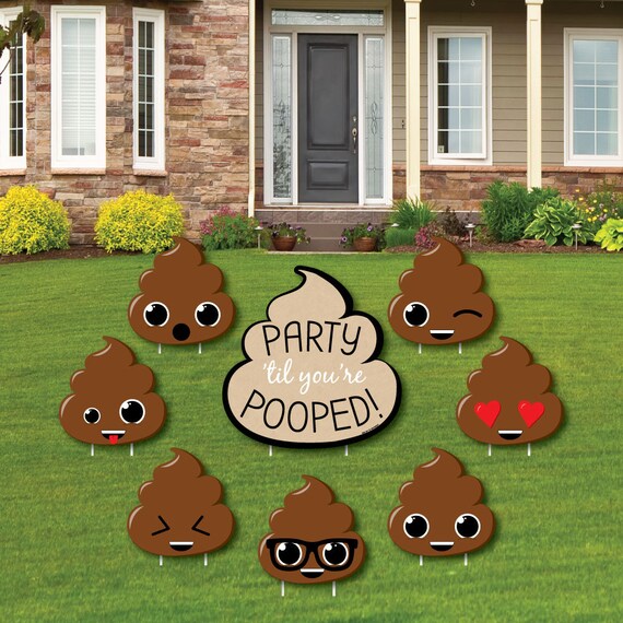 Party 'Til You're Pooped - Shaped Lawn Decorations - Poop Emoji Outdoor Yard Decorations - Party Lawn Ornaments - 8 Pc Il_570xn