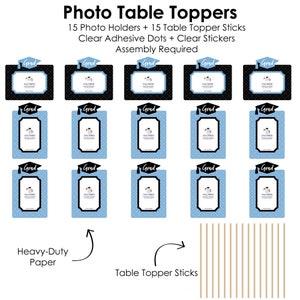 Light Blue Grad Photo Table Toppers Best is Yet to Come Graduation Party Picture Centerpiece Sticks 15 Pieces image 4