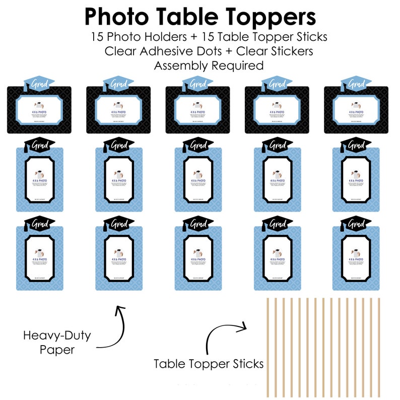 Light Blue Grad Photo Table Toppers Best is Yet to Come Graduation Party Picture Centerpiece Sticks 15 Pieces image 4