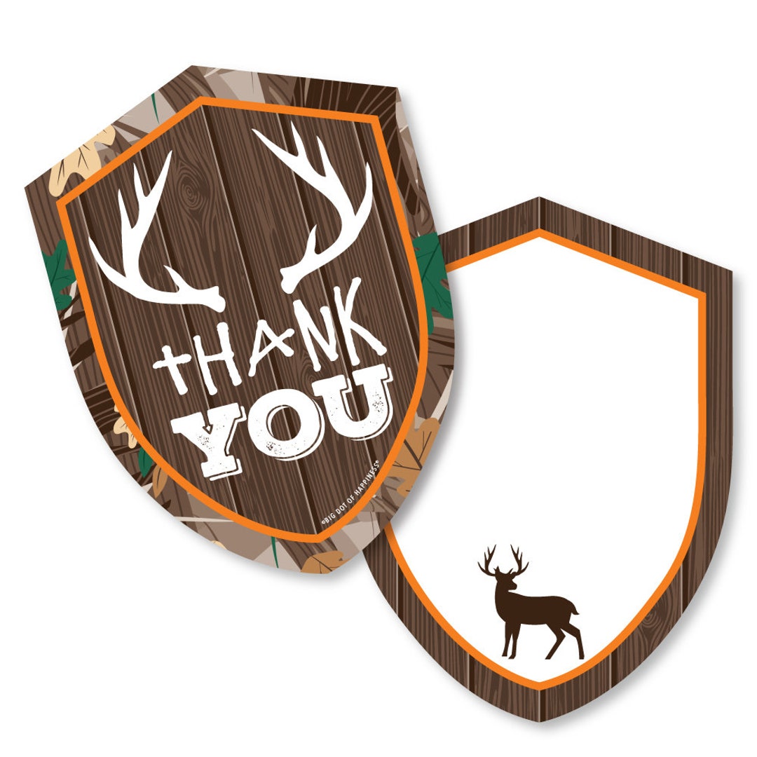 Gone Hunting - Shaped Thank You Cards - Deer Hunting Camo Baby Shower ...