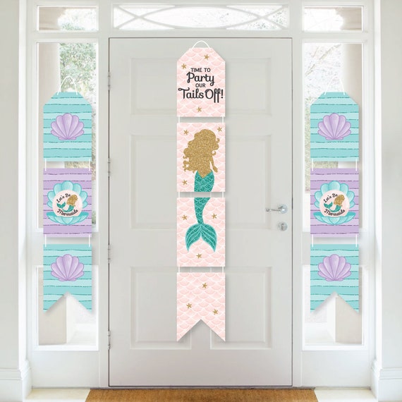 Let’s Be Mermaids Hanging Vertical Paper Door Banners Baby Shower