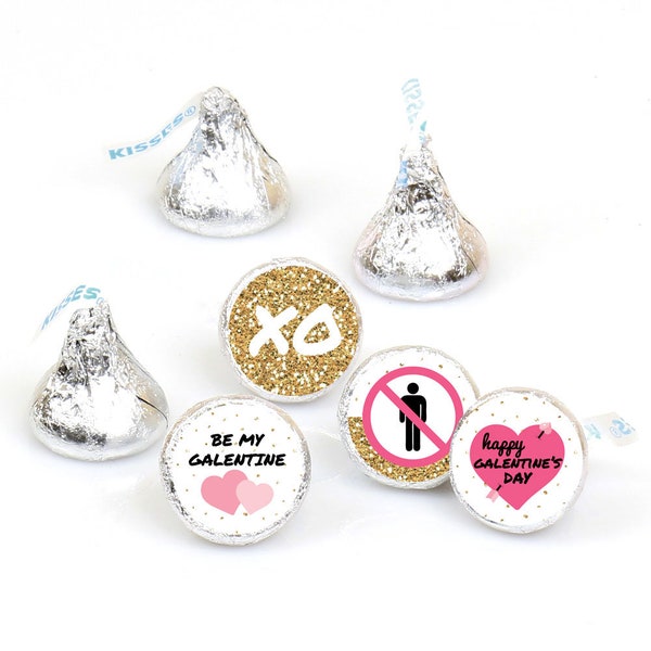Be My Galentine - Galentine’s & Valentine’s Day Party Round Candy Sticker Favors - Labels Fit Chocolate Candy (1 sheet of 108)