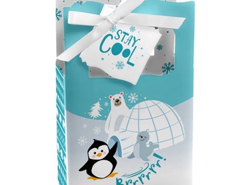 Animaux polaires de l'Arctique - Boîtes de cadeaux d'hiver pour baby shower ou fête d'anniversaire - Lot de 12