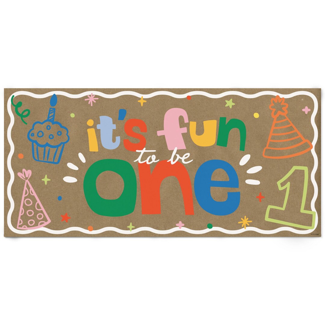 One is Fun 1st Birthday Kraft Paper Banner, Colorful First Birthday ...
