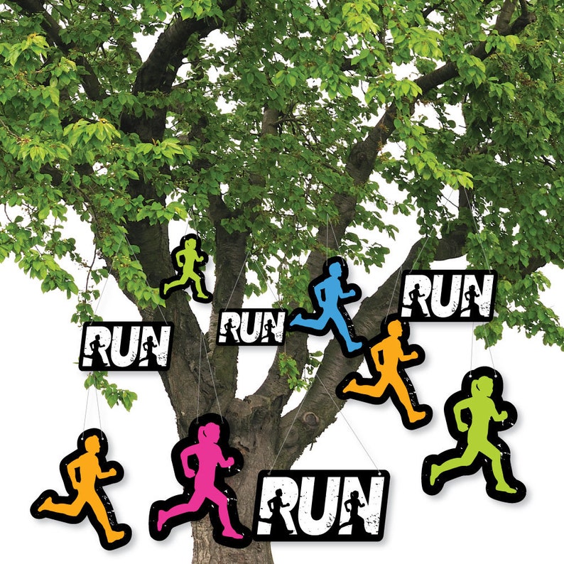 Hanging Set The Pace Running Cross Country or Marathon Hanging Tree and Outdoor Decor-10 Pc Outdoor Track Party Porch /& Tree Yard Decor