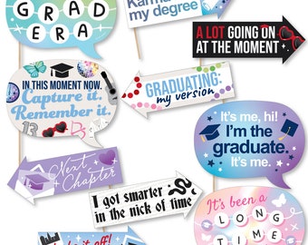 Funny In My Grad Era - Graduation Party Photo Booth Props Kit - 10 Piece