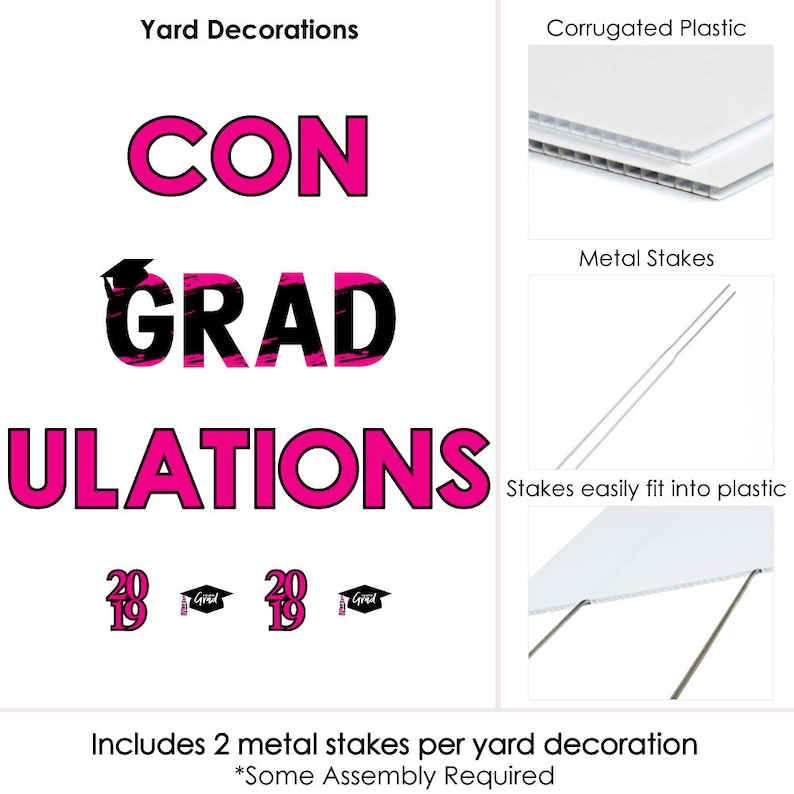 ConGRADulations Yard Sign Best is Yet to Come Pink Grad Party Lawn Sign 2019 Graduation Party Outdoor Lawn Decorations Pink Grad