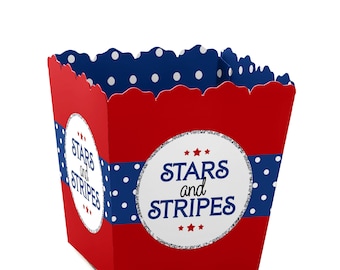 Red, White and Blue - Memorial Day and 4th of July Party Mini Favor Boxes - Patriotic USA Party Treat Candy Boxes - Set of 12