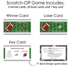 End Zone Football Baby Shower or Birthday Party Scratch Off Games 22 Football Scratch Off Game Cards image 5
