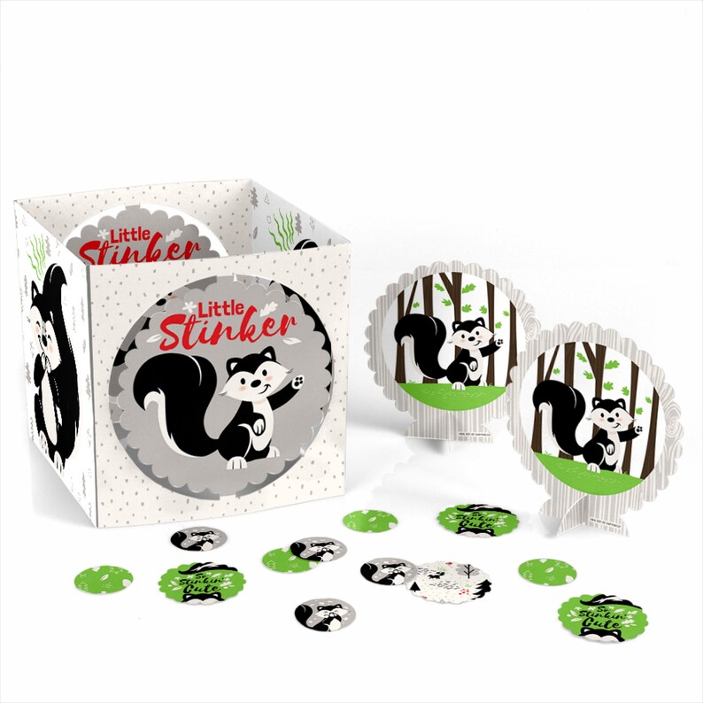 Woodland Skunk Little Stinker 39 Ct Skunk Birthday Decor Custom Centerpiece /& Table Decoration Kit Skunk Baby Shower Centerpiece