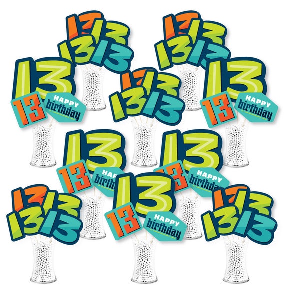 Boy 13th Birthday - Official Teenager Birthday Party Centerpiece Sticks - Showstopper Table Toppers - 35 Pieces Il_570xn