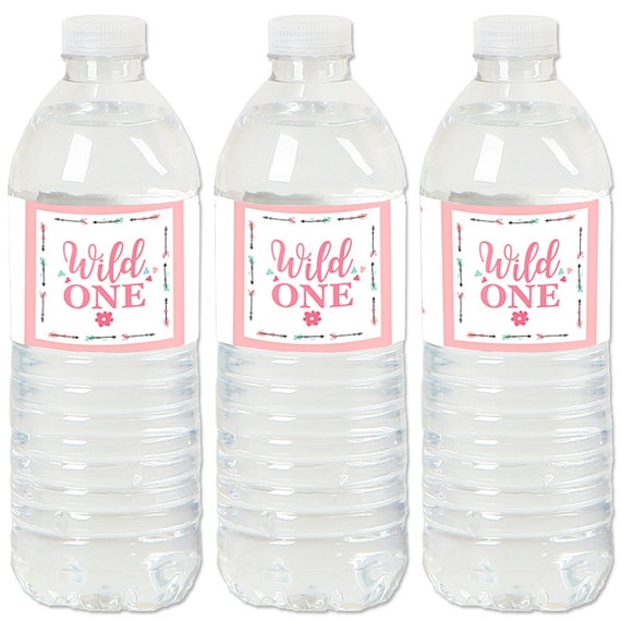 She's a Wild One - Boho Floral 1st Birthday Water Bottle Sticker Labels - Waterproof Self Stick Labels - First Birthday Party Favors - 20 Ct Il_570xn