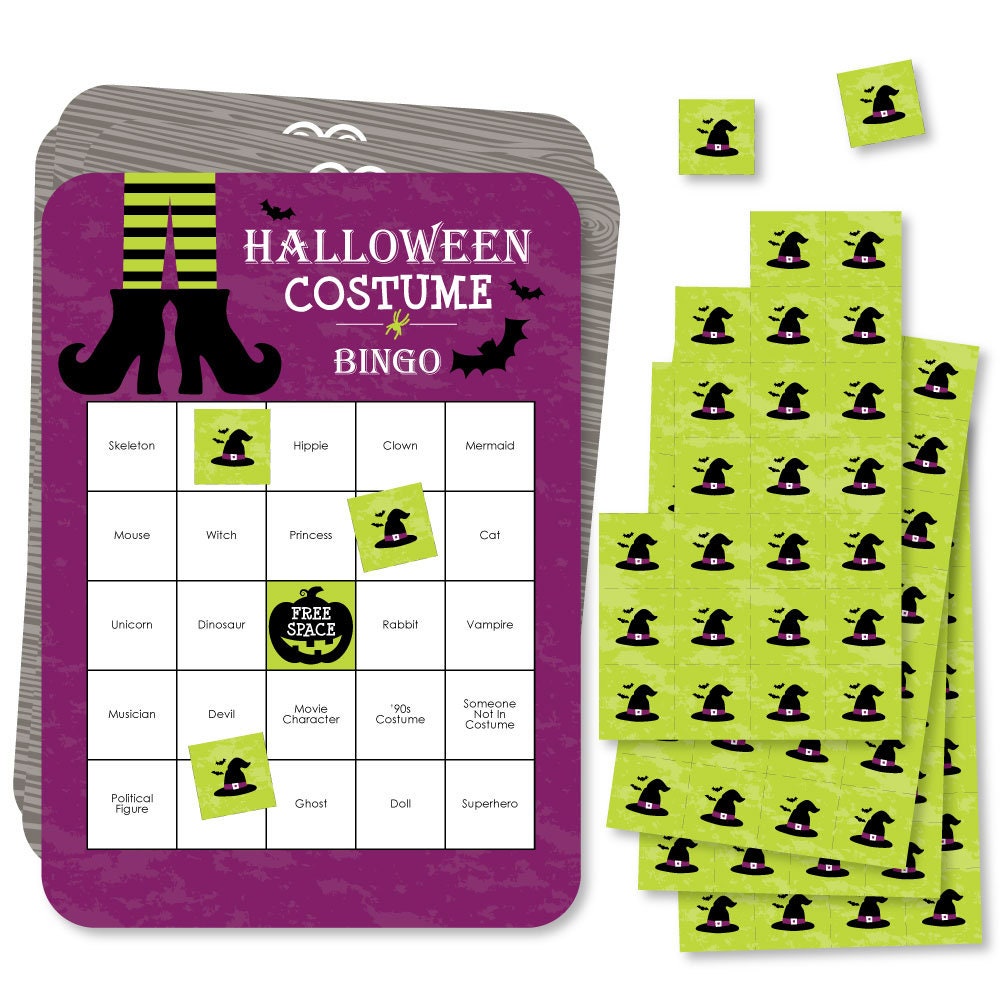 Happy Halloween Bar Bingo Cards and Markers Witch Party - Etsy
