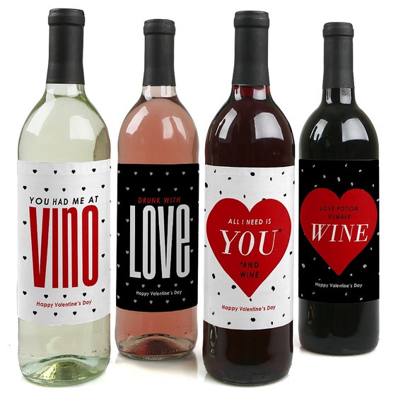Valentine S Day Wine Bottle Labels For Valentine S Etsy