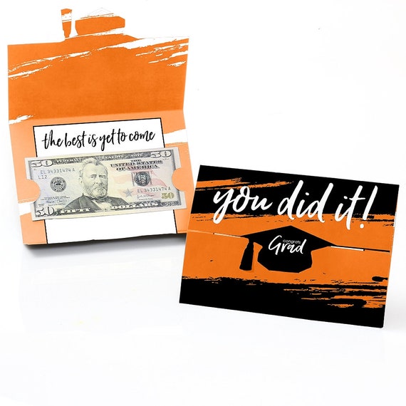 Orange Grad - Best is Yet to Come - Graduation Money Holder Cards - Orange Graduation Cards - Orange Grad Party Money Holder - Set of 8 Il_570xn