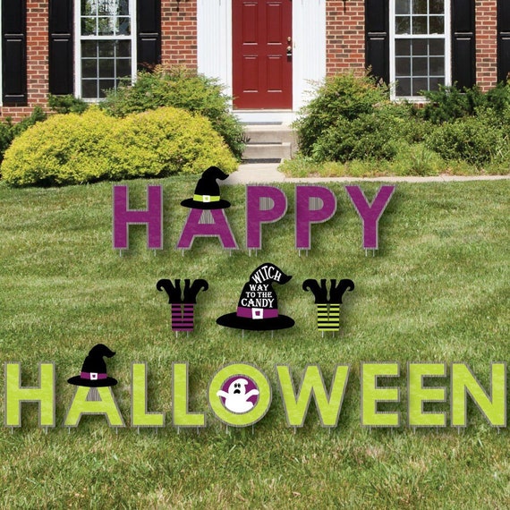 Happy Halloween - Yard Sign Outdoor Lawn Decor - Halloween Witch Party Yard Signs - Halloween 