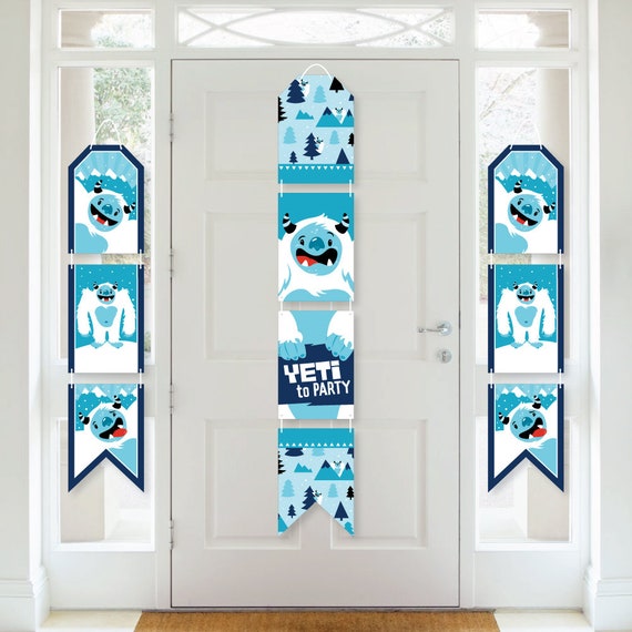 Yeti to Party - Hanging Vertical Paper Door Banners - Abominable Snowman Party or Birthday Party Wall Decoration Kit - Indoor Door Decor Il_570xn