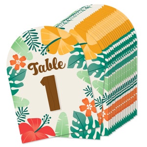 Tropical Luau - Hawaiian Beach Party Double-Sided 5 x 7 inches Cards - Table Numbers - 1-20