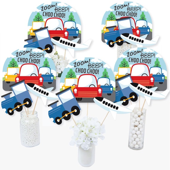 Cars, Trains, and Airplanes Transportation Birthday Party Centerpiece