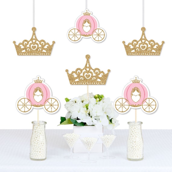 Little Princess Crown DIY Decorations Party Essentials Pink and Gold  Princess Party Decorations Girl Princess Party 20 Ct. 