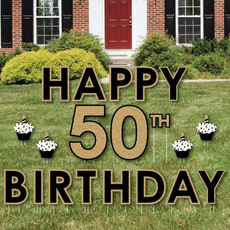 50th Birthday Yard Sign Outdoor Lawn Birthday Decorations Etsy