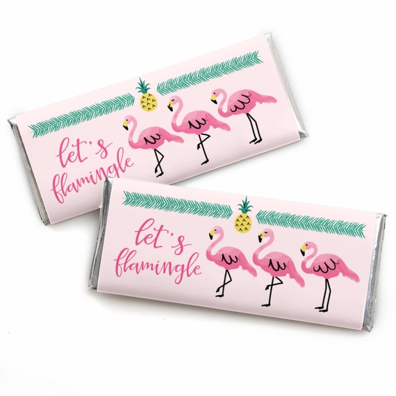 Pink Flamingo - Party Like a Pineapple - Tropical Summer Candy Bar Wrappers - Set of 24 Il_570xn