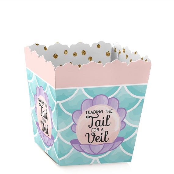 Trading The Tail for A Veil - Party Mini Favor Boxes - Mermaid Bachelorette Party or Bridal Shower Treat Candy Boxes - Set of 12 Il_570xn