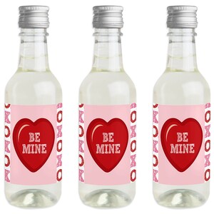 Conversation Hearts Mini Wine and Champagne Bottle Label Stickers Valentine's Day Party Favor Gift for Women and Men 16 Ct image 1