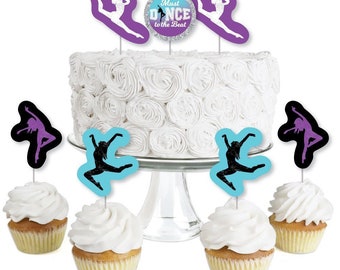 Must Dance to the Beat - Dance - Dessert Cupcake Toppers - Dance Birthday Party or Dance Recital Party Clear Treat Picks - Set of 24