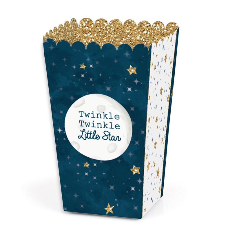 Twinkle Twinkle Little Star Baby Shower or Birthday Party Favor Popcorn Treat Boxes Set of 12 image 1