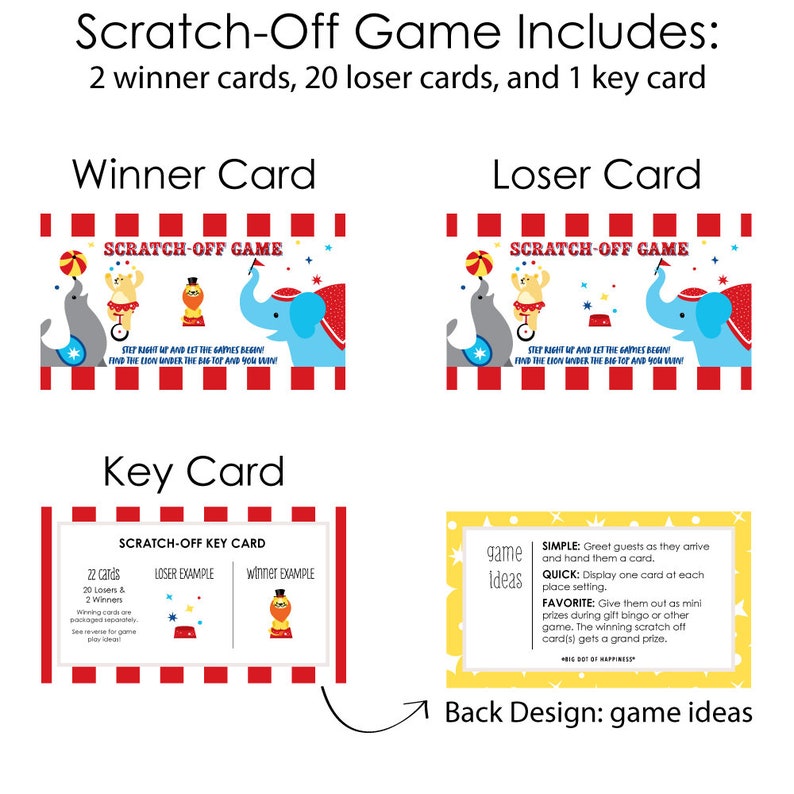 Carnival Step Right up Circus Carnival Themed Game Scratch Etsy