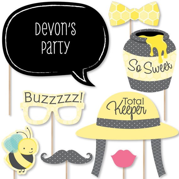 Honey Bee Photobooth Kit W Custom Talk Bubble Bee Baby Shower Or