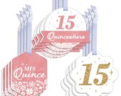 Mis Quince Anos - Assorted Hanging Quinceanera Sweet 15 Birthday Party Favor Tags - Gift Tag Toppers - Set of 12 Il_170x135