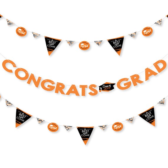 Orange Grad - Best is Yet to Come - 2019 Orange Graduation Letter Banner Decoration - 36 Banner Cutouts and Congrats Grad Banner Letters Il_570xn