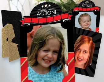 Red Carpet - Movie Night Party 4x6 Picture Display - Paper Photo Frames - Set of 12