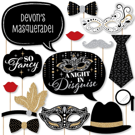 Masquerade - Personalized Venetian Mask Party Photo Booth Props Kit - 20 Count Il_570xn