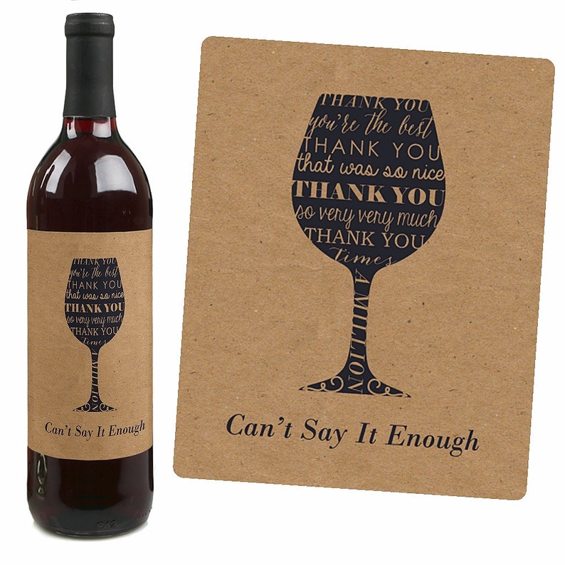 Thank You Wine Bottle Labels for a Thank You Gift Fun Wine Etsy