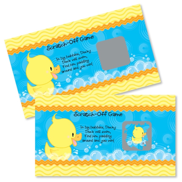 Ducky Duck - Scratch Off Games - Ducky Duck - Baby Shower or Birthday Party Scratch Off Game Cards - 22 Count