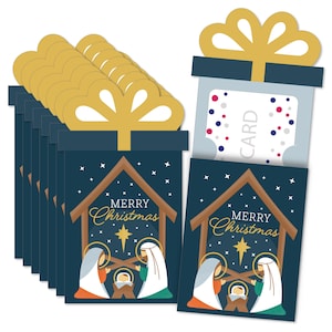 Holy Nativity - Manger Scene Religious Christmas Money and Gift Card Sleeves - Nifty Gifty Card Holders - Set of 8